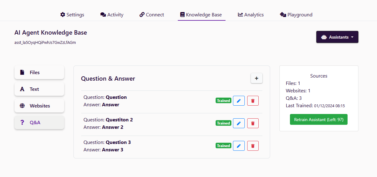 Add Questions and Answers