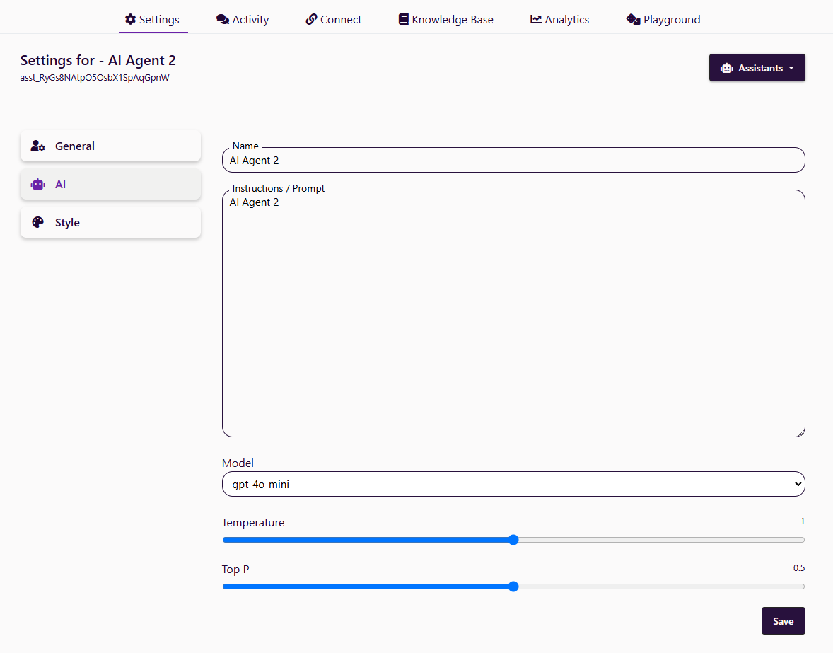 AI settings