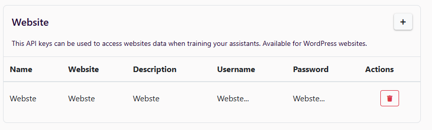 Website API Key